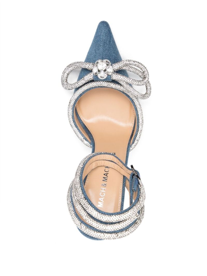 Blue 115 Double Bow Denim Pumps