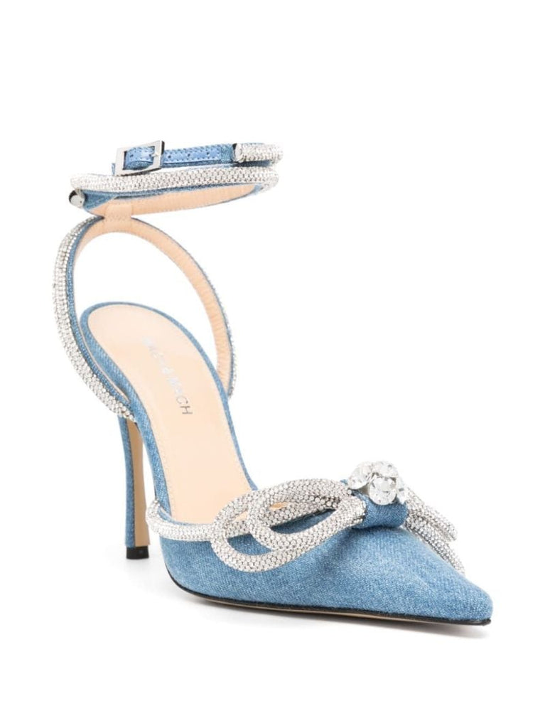 Blue 115 Double Bow Denim Pumps