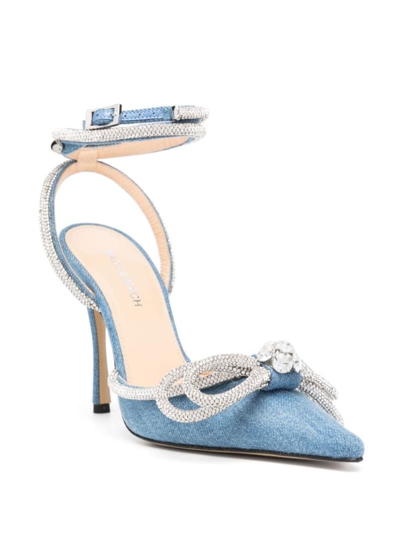 Blue 115 Double Bow Denim Pumps