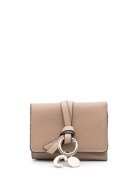 Neutral Alphabet Leather Tri-fold Wallet