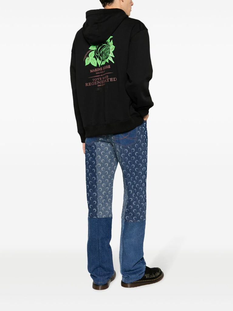 Black Rose-print Organic Cotton Hoodie