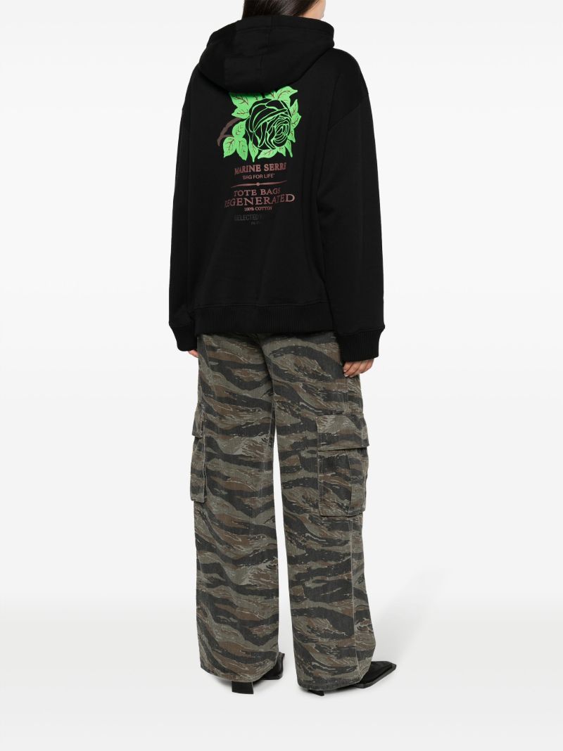 Black Rose-print Organic Cotton Hoodie