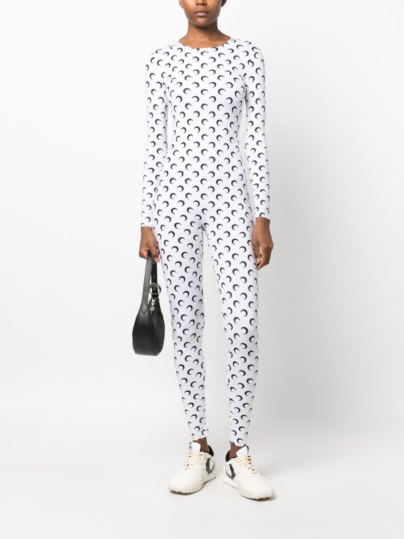 White Crescent Moon-print Jumpsuit