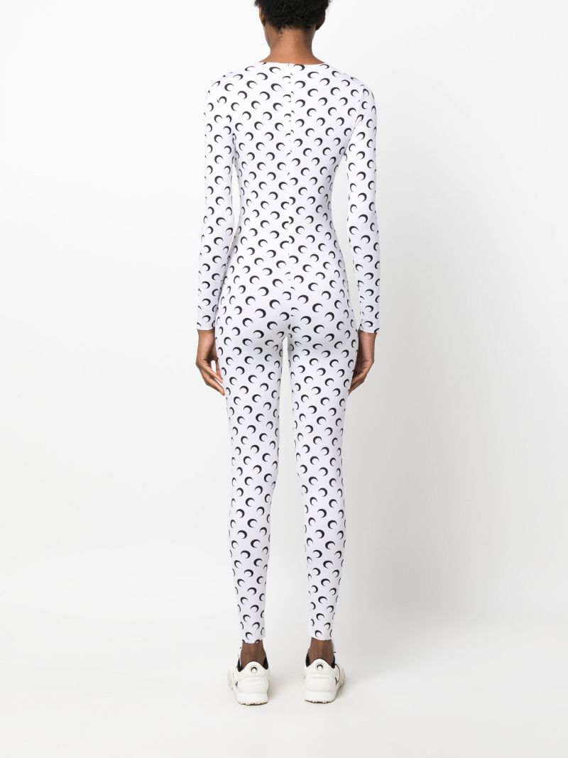White Crescent Moon-print Jumpsuit