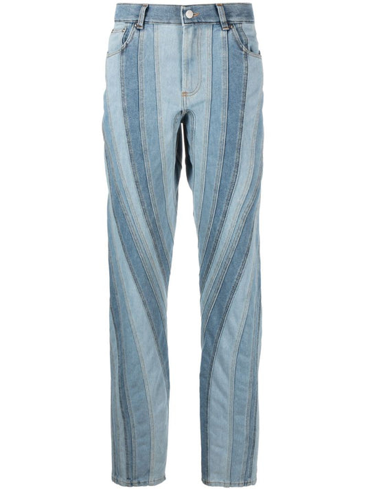 Blue Spiral Straight-leg Jeans