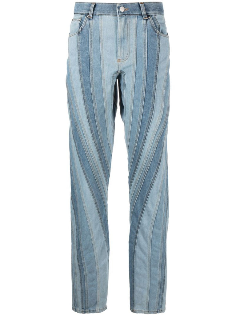 Blue Spiral Straight-leg Jeans