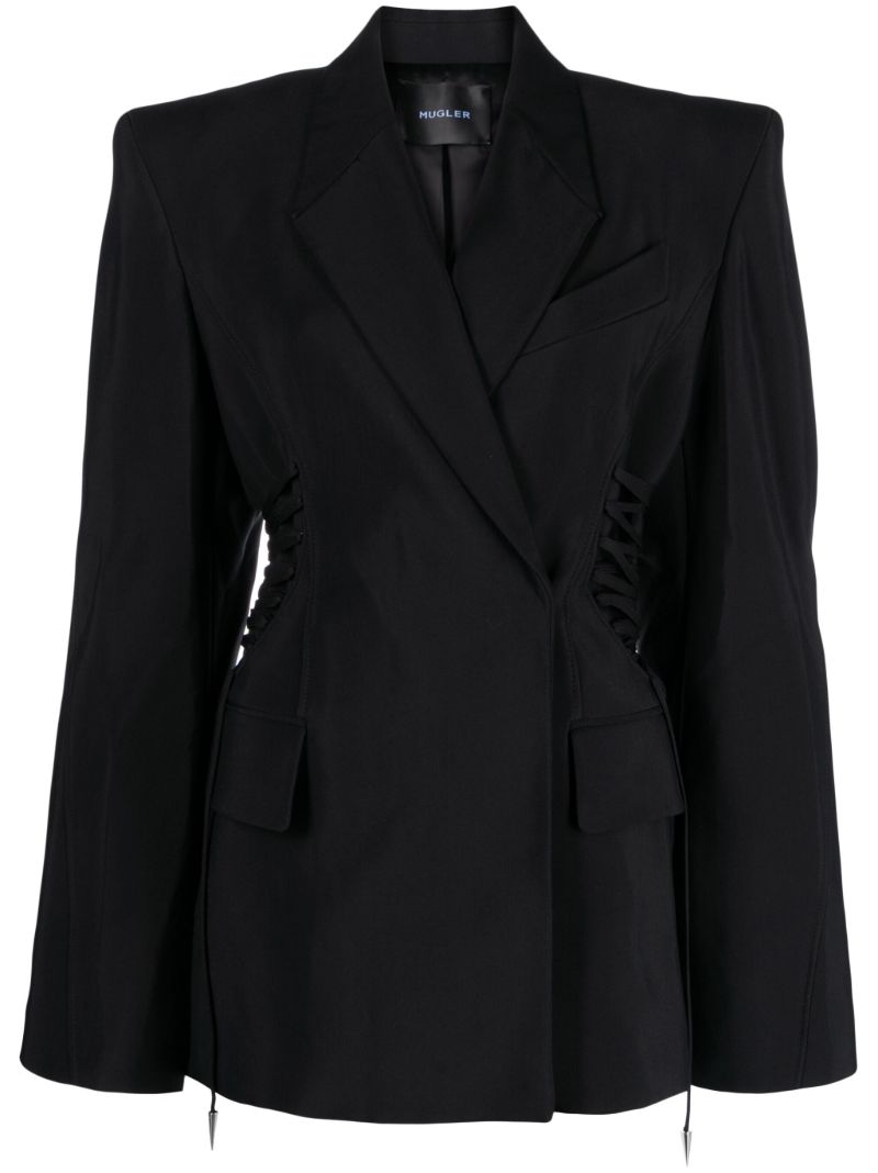 Black Drawstring-fastening Blazer