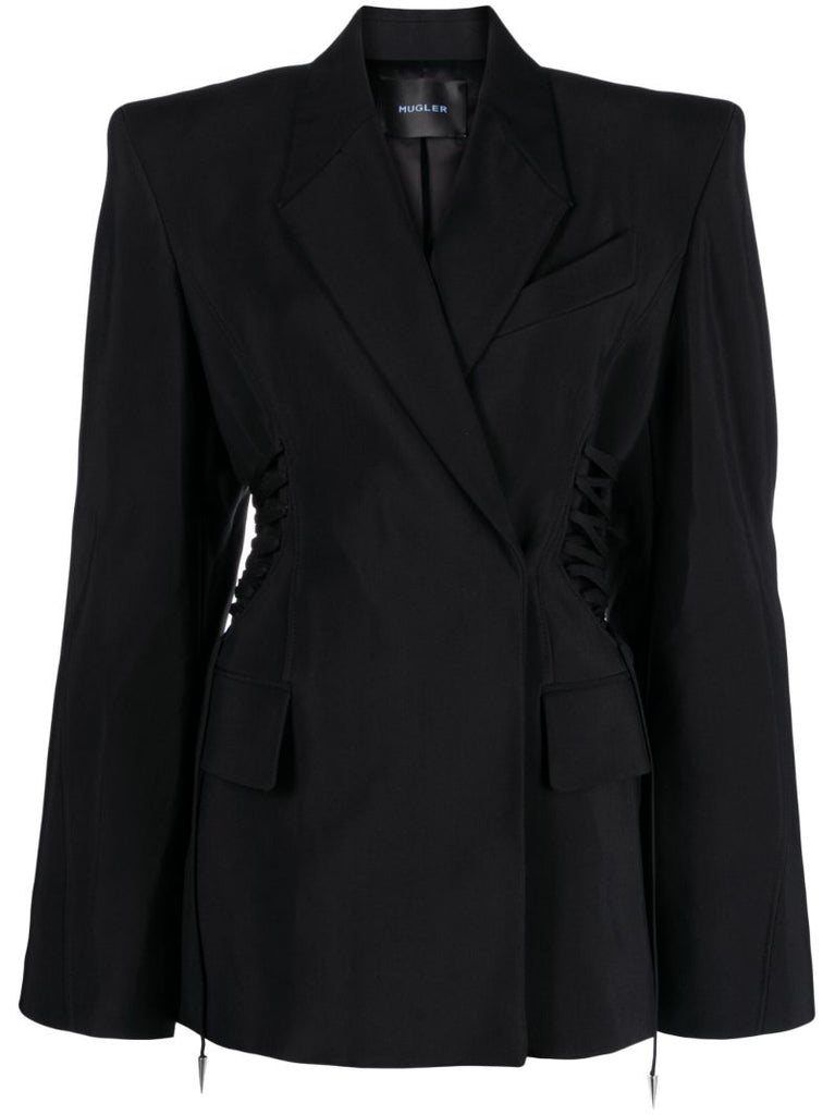 Black Drawstring-fastening Blazer