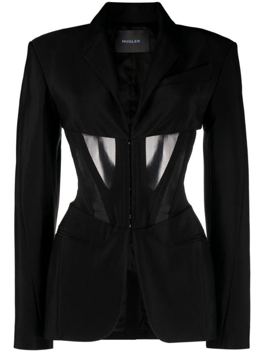Black Iconic Sheer Panelled Blazer