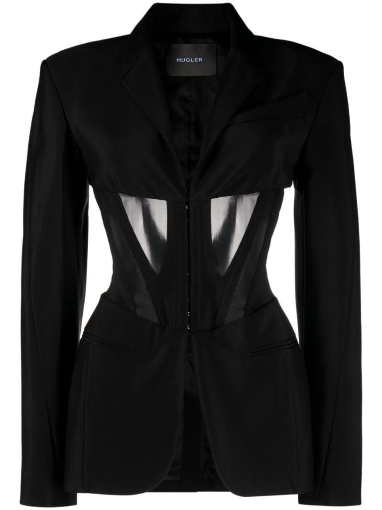 Black Iconic Sheer Panelled Blazer