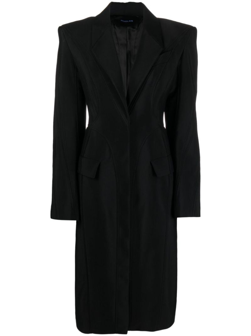 Black Mugler Signature Single-breasted Coat