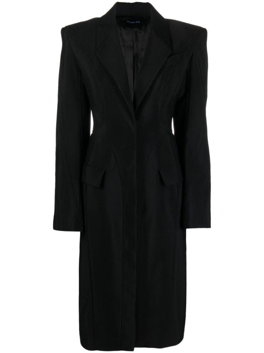 Black Mugler Signature Single-breasted Coat
