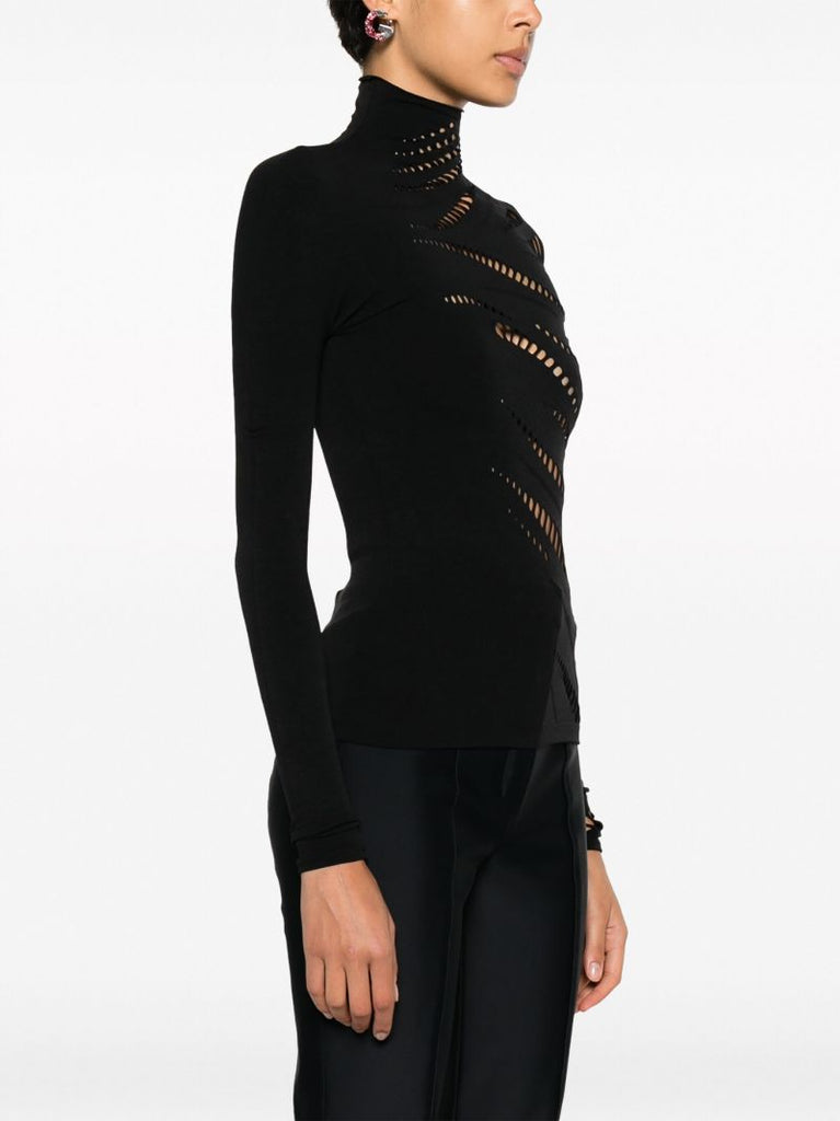 Black Cut-out Long-sleeve Top