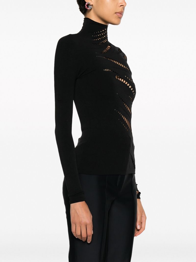 Black Cut-out Long-sleeve Top