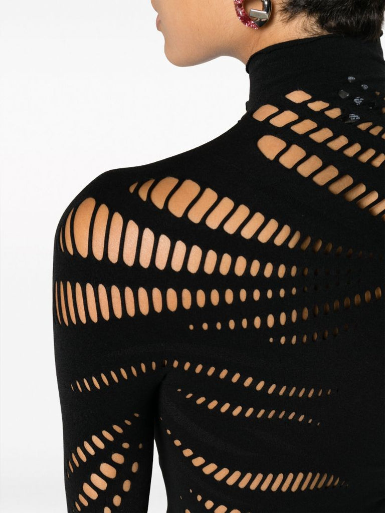 Black Cut-out Long-sleeve Top