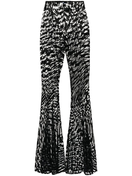 Black Flocked Star Mesh Trousers