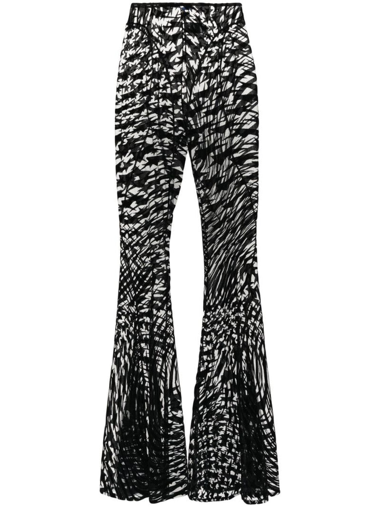 Black Flocked Star Mesh Trousers