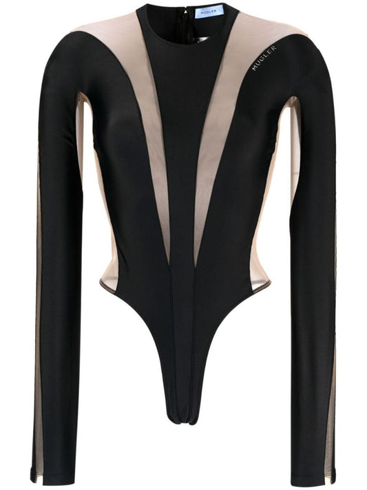 Black Sheer Panelled Bodysuit