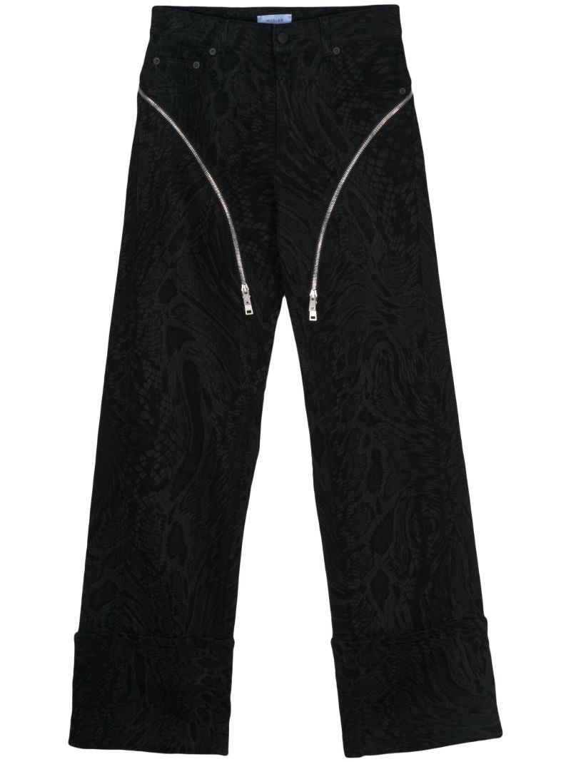 Black Zipped Straight-leg Jeans