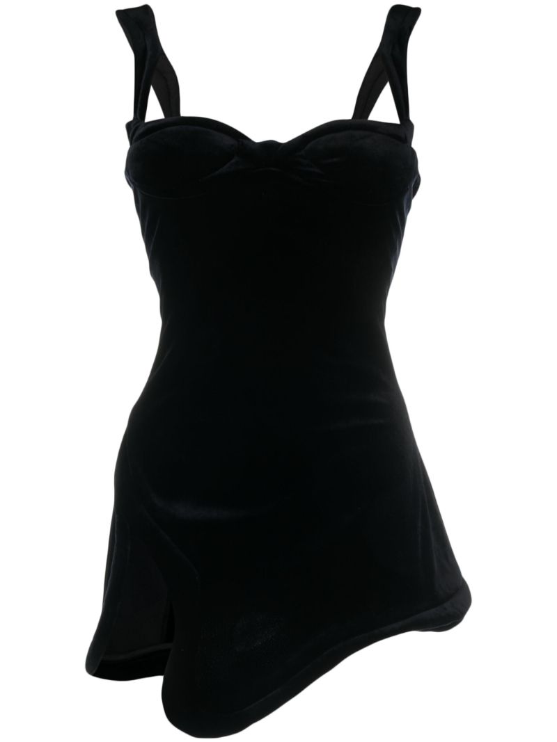 Black Sweetheart-neck Mini Dress