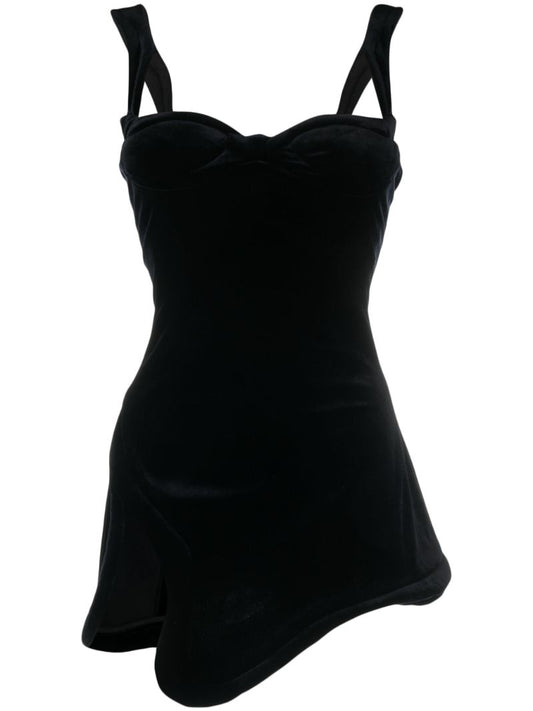 Black Sweetheart-neck Mini Dress