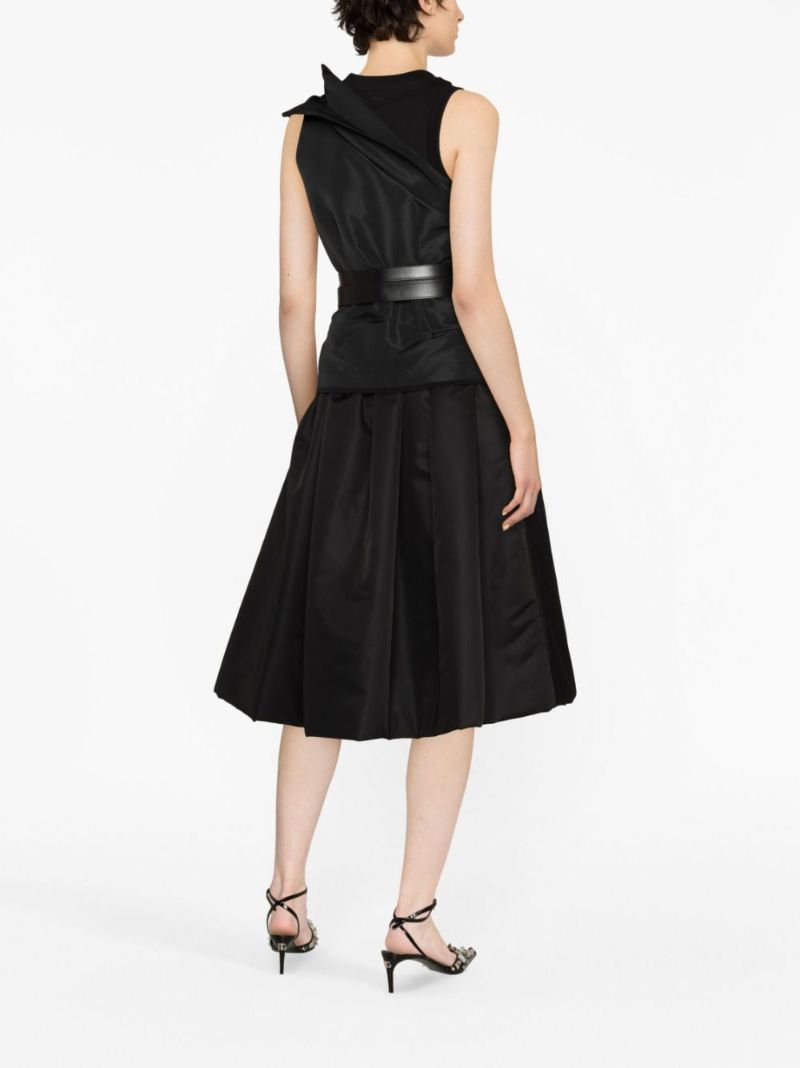 Black Asymmetric Cotton Organza Top