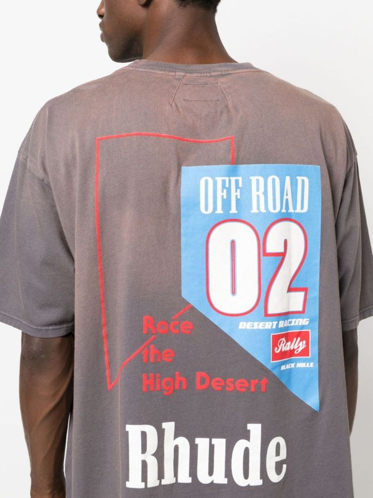 Grey Off-road-print Cotton T-shirt