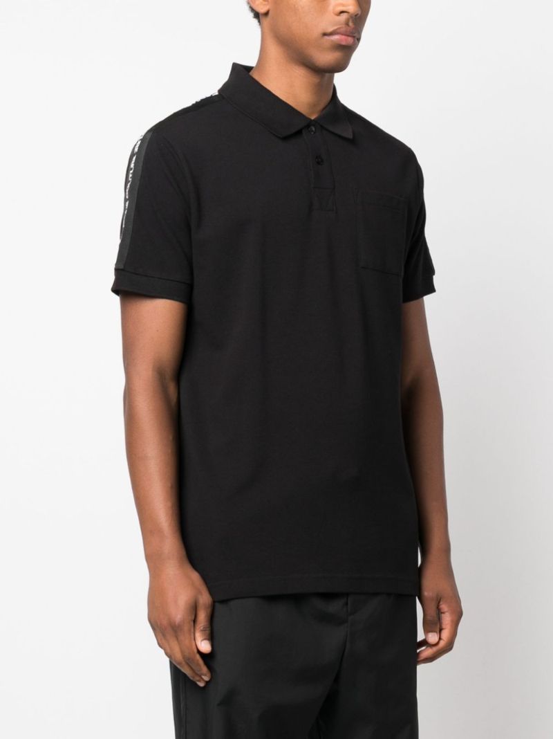 Black Logo-tape Cotton Polo Shirt