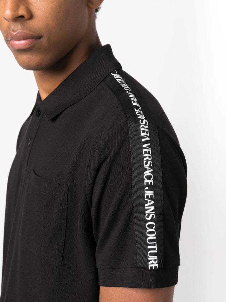 Black Logo-tape Cotton Polo Shirt