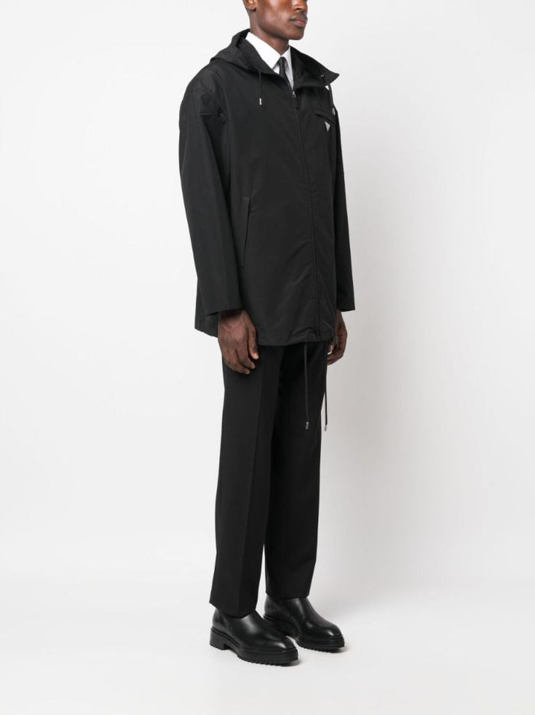 Black Logo Plaque Hooded Parka