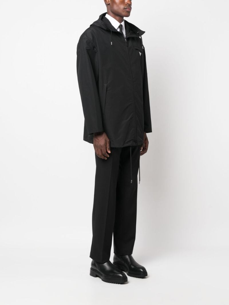 Black Logo Plaque Hooded Parka