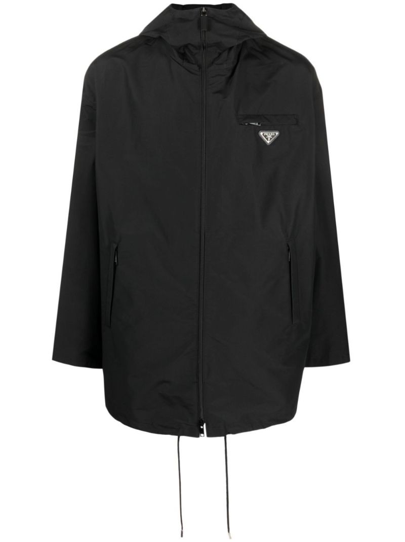 Black Logo Plaque Hooded Parka