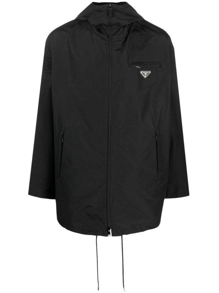Black Logo Plaque Hooded Parka