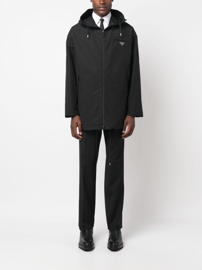 Black Logo Plaque Hooded Parka