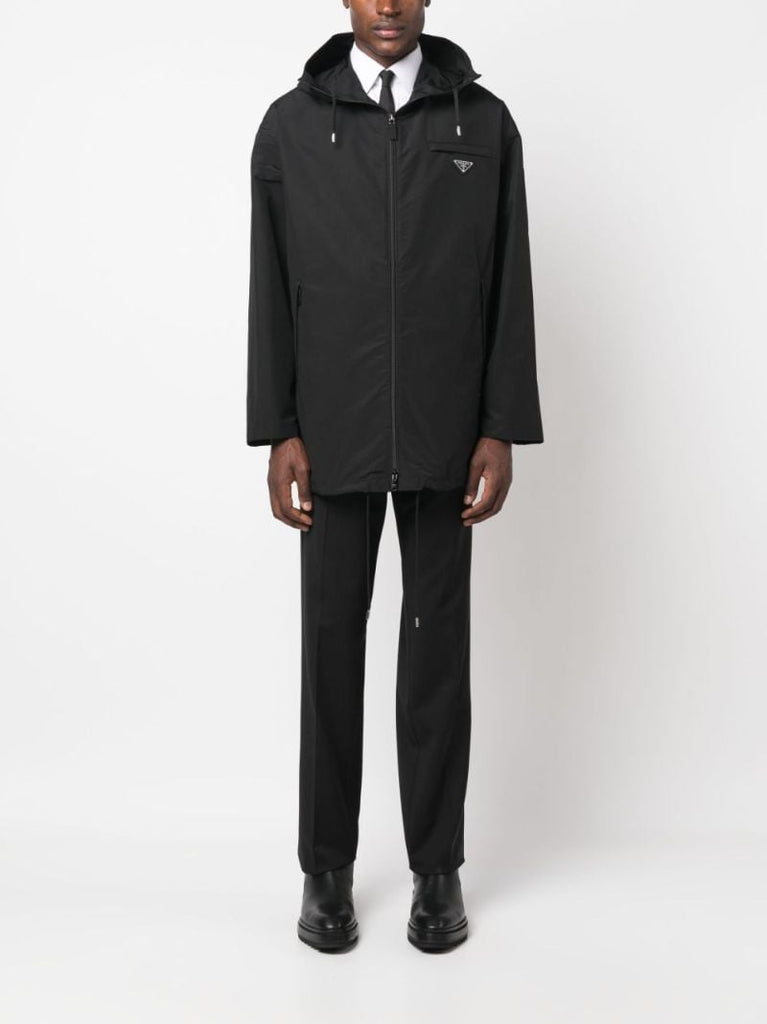 Black Logo Plaque Hooded Parka