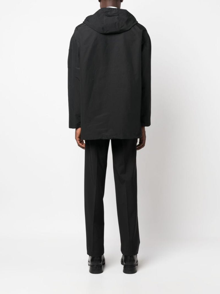Black Logo Plaque Hooded Parka