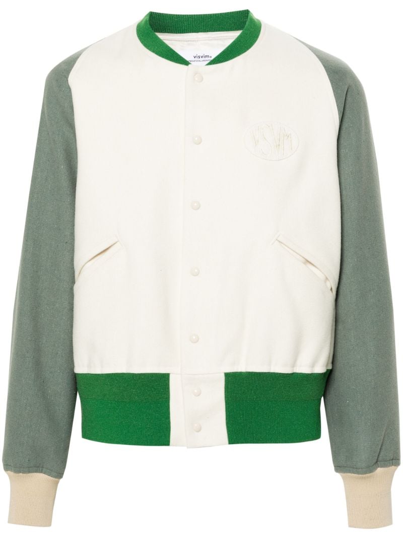 White Logo-patch Felted Varsity Jacket