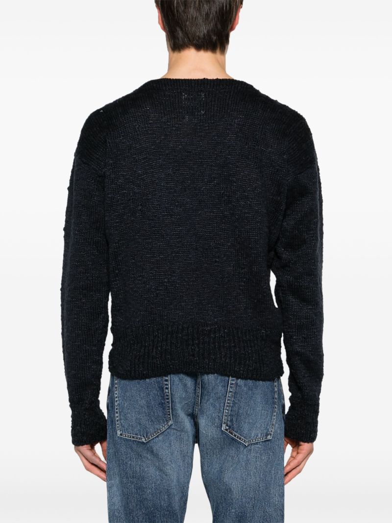 Blue Intarsia-knit Silk Sweater