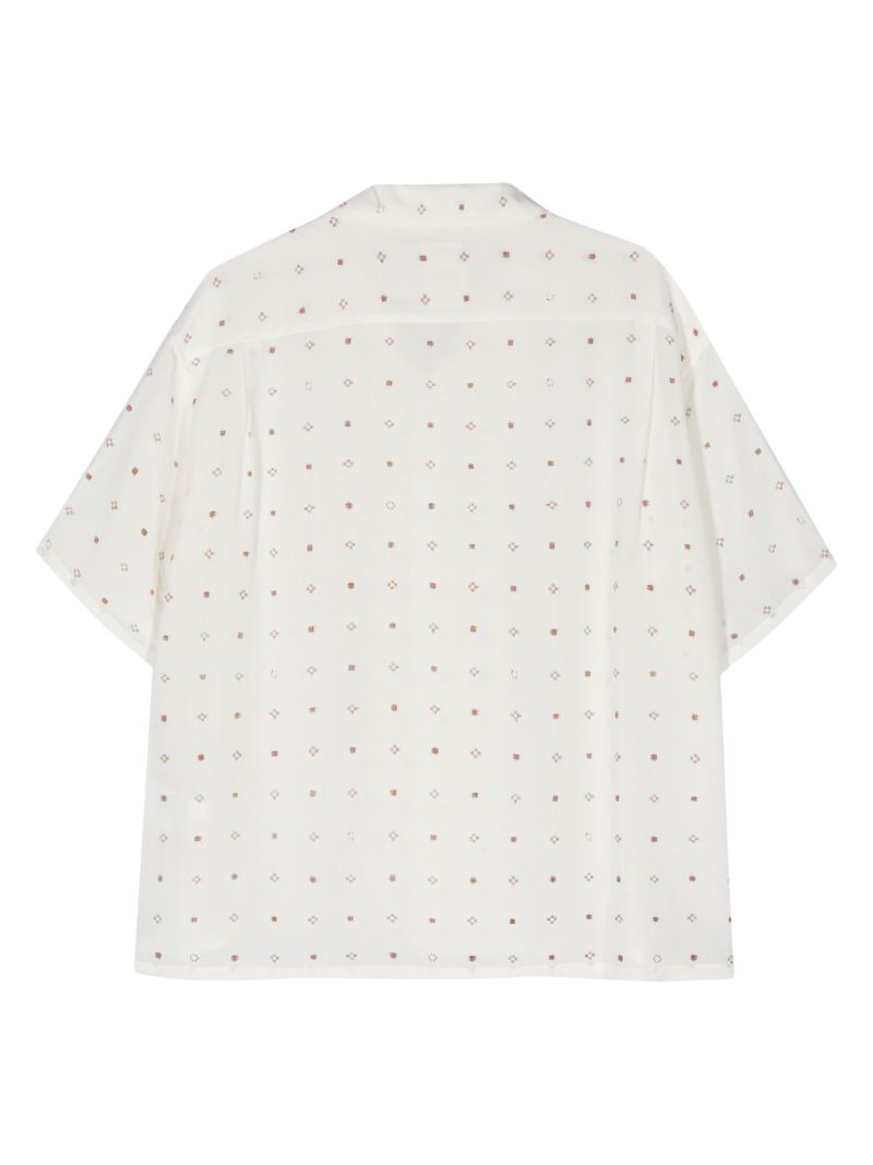 White Geometric-embroidered Silk Shirt