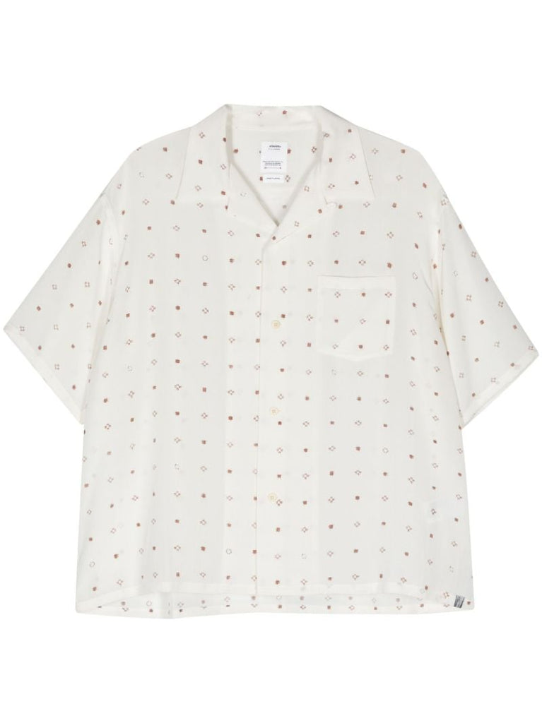 White Geometric-embroidered Silk Shirt