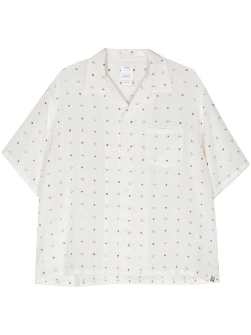 White Geometric-embroidered Silk Shirt