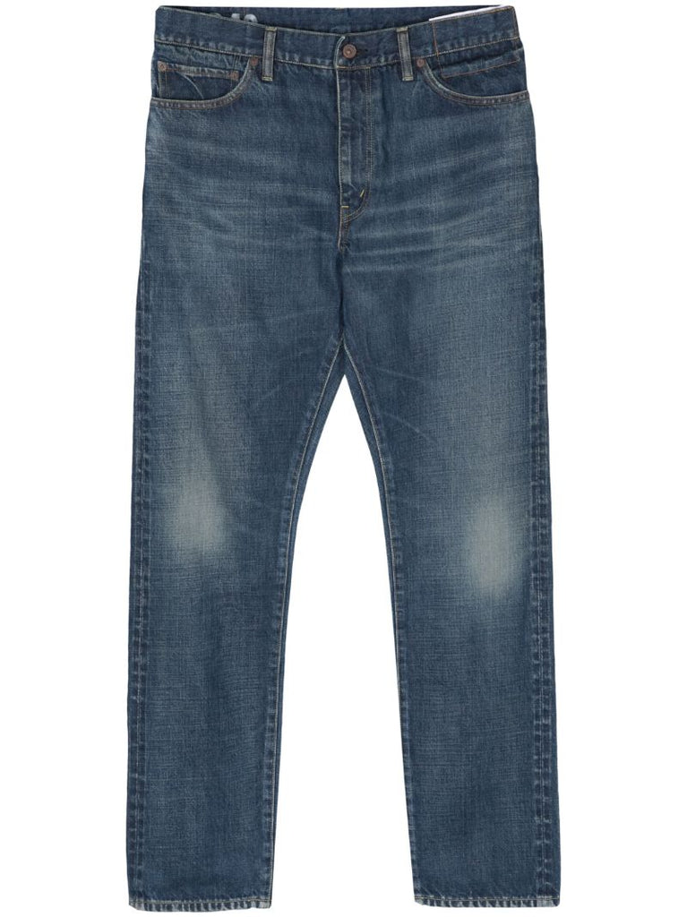 Blue Mid-rise Tapered Jeans