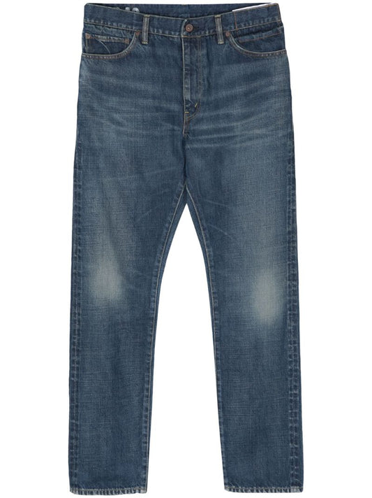 Blue Mid-rise Tapered Jeans