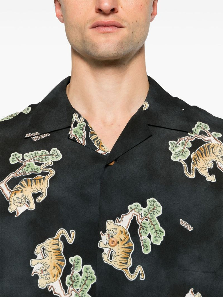 Black Copa Tiger-print Silk Shirt