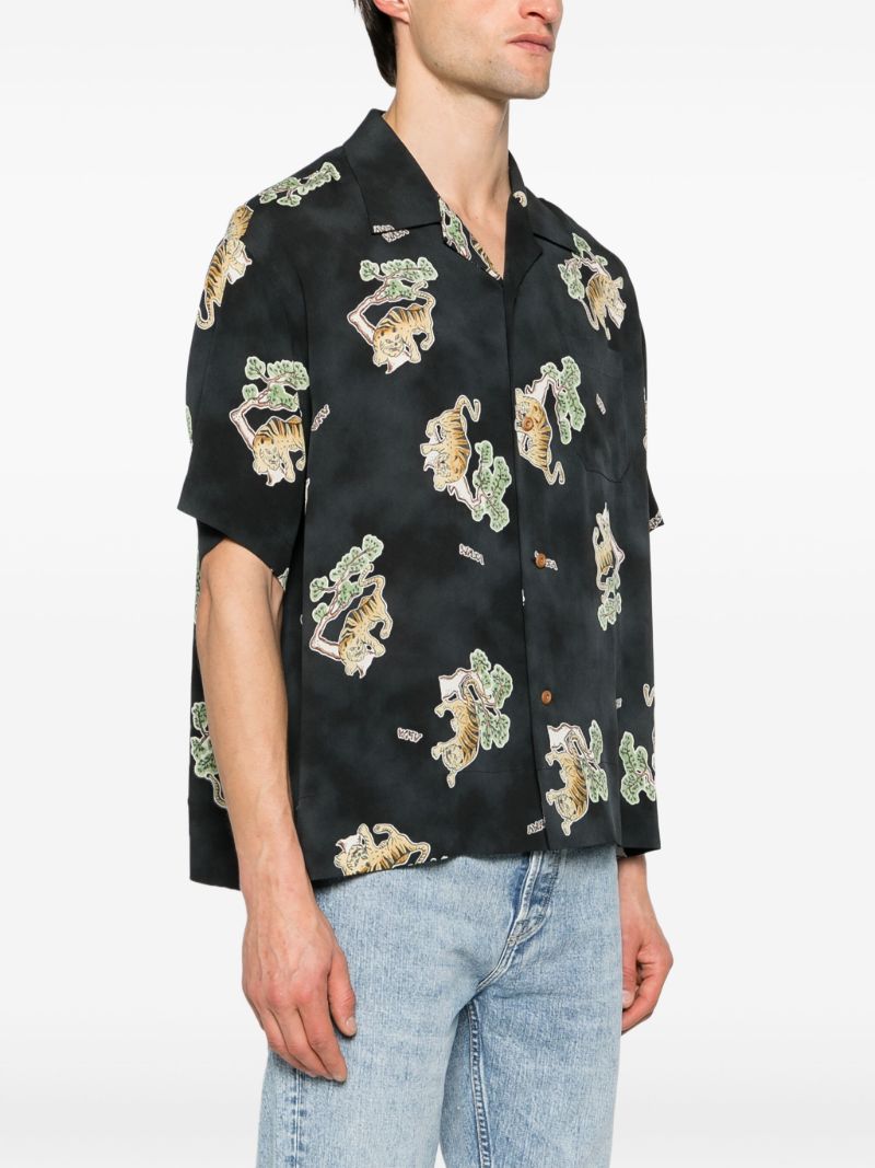 Black Copa Tiger-print Silk Shirt