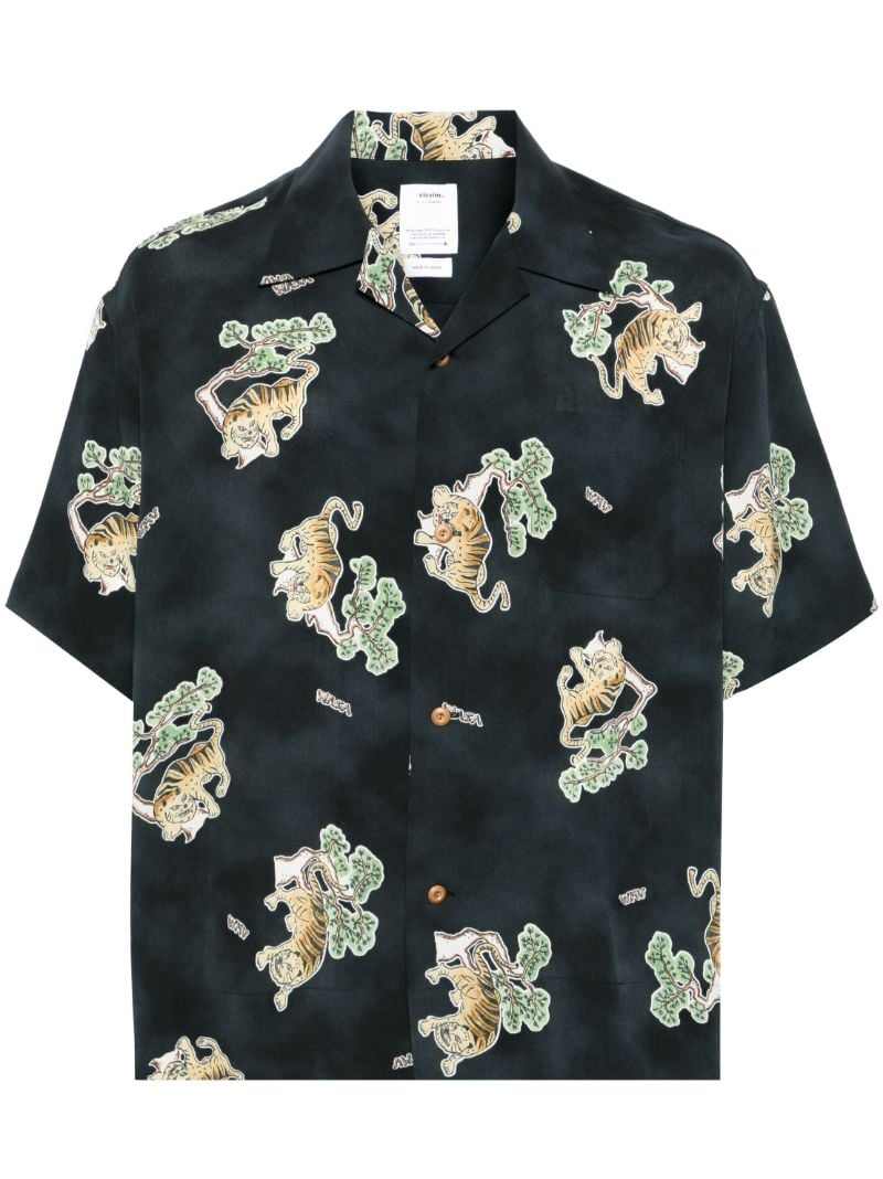 Black Copa Tiger-print Silk Shirt