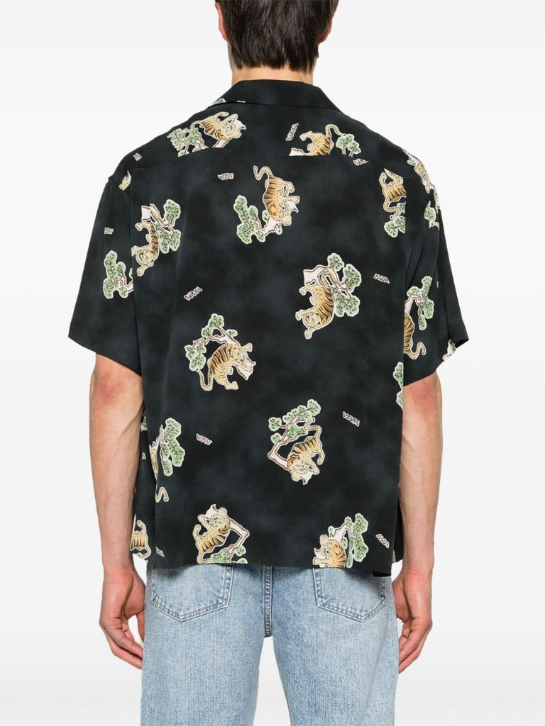 Black Copa Tiger-print Silk Shirt
