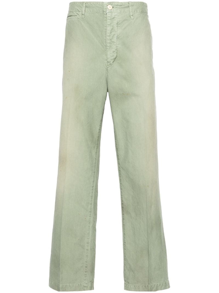 Green Field Distressed Cotton Chinos