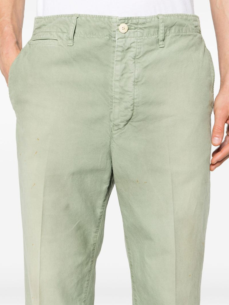Green Field Distressed Cotton Chinos