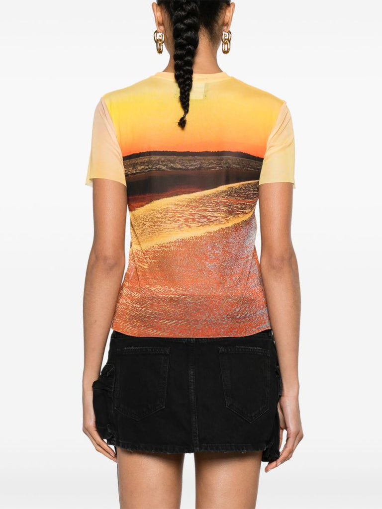 Orange Beach Logo-print Mesh T-shirt
